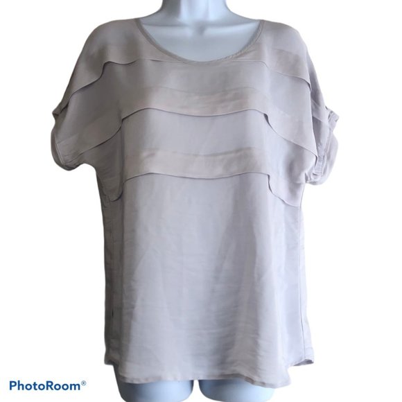 Mela Purdie Silky Soft Grey Short Sleeve Blouse - Picture 2 of 9